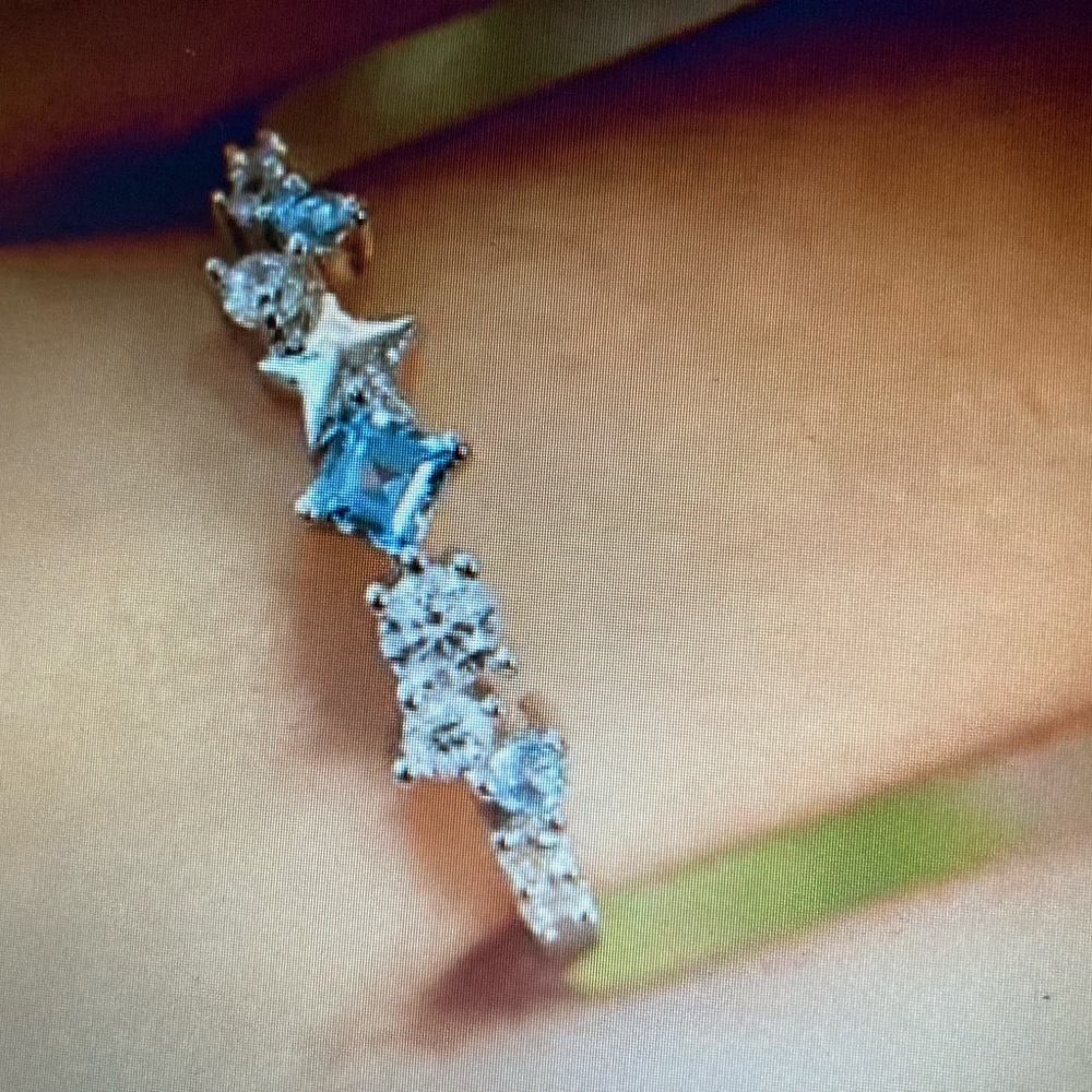 Antian Accessories™ 925 Sterling Silver Star & Blue CZ Ring - Size 8